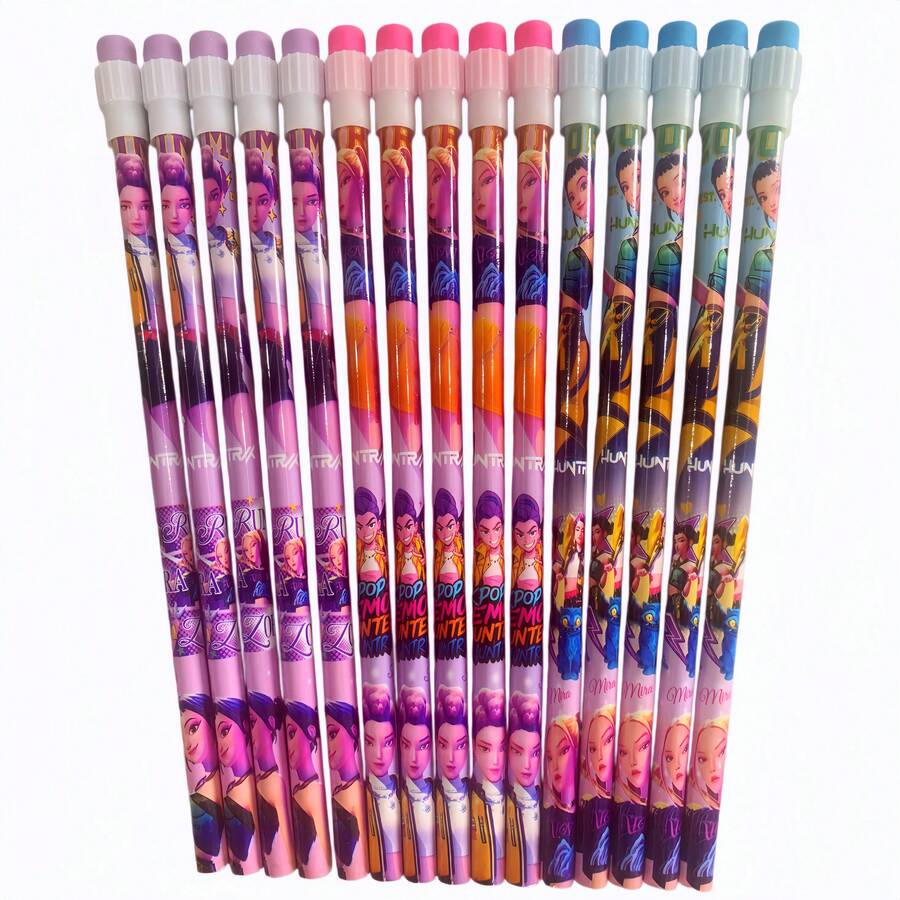 2pcs/4pcs/8pcs Witch Hunting Group Demon Hunting Team Devil Hunting Squad K-Pop 2026 Witch Hunting Group With Eraser-Headed Pencils, Cartoon Learning Pencils, K-Pop Stationery Sets[Styles Will Be Sent Randomly.] - Sets - View 1