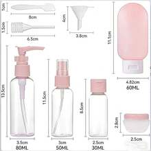 11件套硅胶防水旅行瓶套装，包括洗发水、乳液、喷雾、面霜等化妆品液体容器 - 多色 - 查看 3