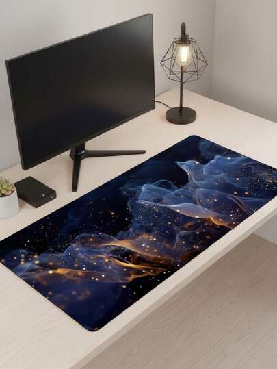 Large Size Mouse Pad, Waterproof Non-Slip Smooth Fabric Surface, Navy Blue And Gold Mist Art Pattern, Also Suitable As Keyboard Pad, Desk Mat Or Book Stand, Ideal For Gamers, Office And Dorm Use, Compatible With Mouse And Trackball, Great Gift For Gamers, Electronics > Computer & Office > Mouse Pads & Wrist Rests > Mouse Pads