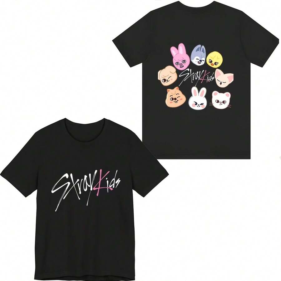 Stray2 Kids Merch You SKZOO T-Shirt Fashion Men Women Short Sleeve2 Casual2 GRap2hic2 Tee - 黑色 - 查看 1