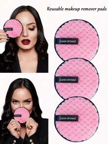 5 piezas Almohadillas reutilizables para desmaquillaje, Brochas de maquillaje, Esponjas de maquillaje, Esponjas de limpieza facial, Paños de limpieza facial, Esponjas de maquillaje, Borlas de polvo, Compactos de polvo, Borlas de polvo de fijación Almohadillas reutilizables Almohadillas de bambú faciales - Multicolor - Ver 4