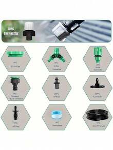 花园灌溉系统滴灌套件，适用于花园、温室、花坛、露台、草坪的自动灌溉设备 - 灌溉套裝 - 查看 12