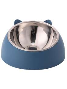 1pc Cartoon Cat Ear Design Round Pet Bowl, Anti-Slip Neck-Protecting Large Capacity Feeding Bowl - Multicolor - View 10