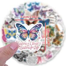 62张蝴蝶基督教贴纸，高品质贴纸，可用于剪贴簿、日记本、笔记本电脑、保险杠、滑板、水瓶、电脑、手机等，为您的生活增添许多乐趣，是送给成年人的完美礼物。 - 彩色 - 查看 2