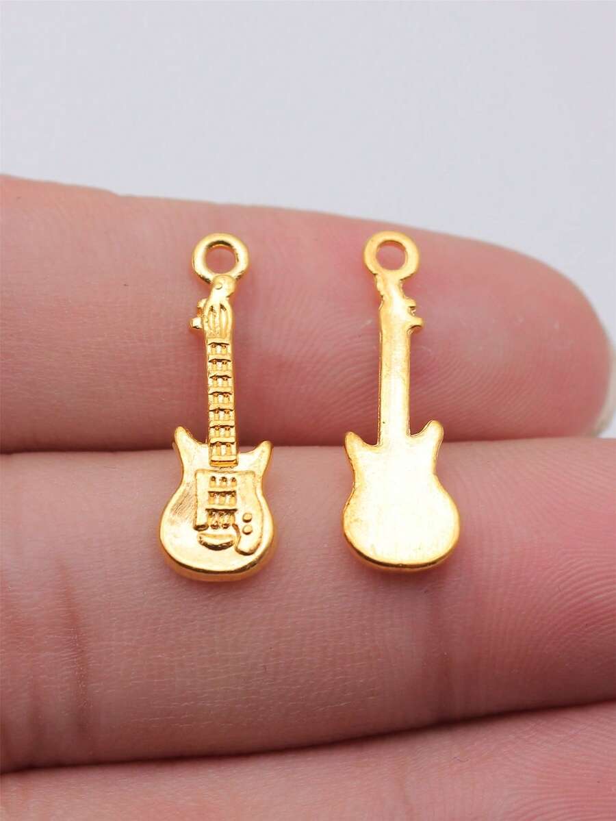 20pcs Guitar Shaped Cute Pendant Suitable For Jewelry Making - Gold - View 1