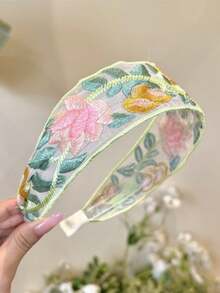 1/3pcs Women's New Embroidered Flower Hair Hoop Wide Edge Hair Hoop Rural Wind Hoop Hair Accessories Headwear - Multicolor - View 15