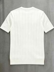 Jersey de punto de cuello redondo de manga corta acanalado para hombre, primavera/verano - Blanco - Ver 4