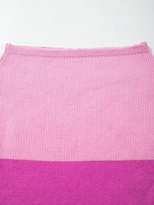 性感修身条纹粉色抹胸针织连衣裙，适合春、夏、秋季穿着 - 粉色 - 查看 11