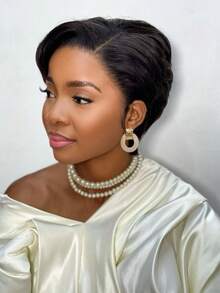13x4x1 Lace Frontal Pixie Cut Wig Human Hair For Women 99J Burgundy Short Wig For Human Hair T Part Lace Front Glueless Wigs For Valentine's Day, Daily Use Party Wig Short Wig For Women Human Hair 1B Black Color Wig Short Pixie Cut Lace Wigs With Side Part Bangs - Multicolor - View 12