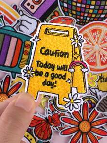 40 miếng/Ngẫu nhiên, hình ngôi sao năm cánh, vương miện, nơ, hoa cúc, chữ thập, chữ cái, thích hợp để tự làm quần áo và phụ kiện - mũ, quần jean, áo khoác, v.v. Hình dán thêu hoạt hình dễ thương độc đáo - nhiều màu - Xem 8