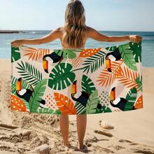 1pc Toucan Tropical Leaf Beach Towel, Super Soft Microfiber Extra Large Beach Blanket, Super Absorbent Bath Towel, Suitable For Travel, Pool, Diving, Surfing, Yoga, Camping, Available In Multiple Sizes, Beach Accessories For Beach, Pool, Travel, Camping, Yoga - Birds - View 4