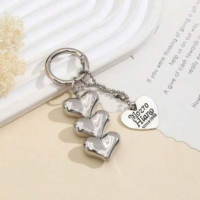 합금 하트 요소 1개 하트 모양 DIY 체인 폰 참, 하트 키체인, 가방 펜던트, 자동차 키링 액세서리 봄 선물