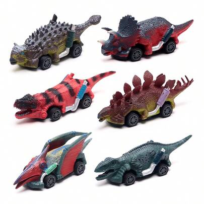 6 件套恐龙玩具车 - 回力车迷你手指玩具，适合 3 岁及以上男孩的恐龙儿童礼品套装，是送给孩子、儿童生日派对、圣诞节或节日的完美礼物。