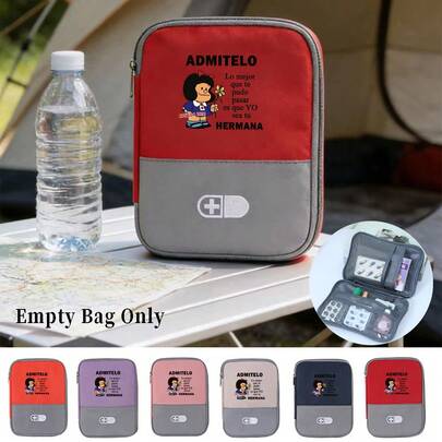 Mafalda 女孩印花急救包 | 大容量应急包，带十字标志，耐用，方便旅行药品收纳整理包，拉链封口，多种颜色可选