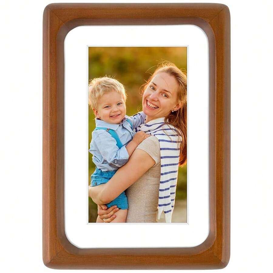 Golden State Art 4x6 Picture Frames - Brown Solid Wood With Glass, Rounded Corner 4 X 6 Picture Frame Matted To 3x5 Photos - Wall Or Tabletop Decor Display - Brown4x6 - View 1