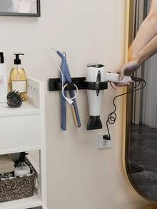 1pc Hair Dryer Holder, Wall-Mounted Bathroom Hair Styling Tool Organizer - Hair Dryer Stand, Wall-Mounted Hair Straightener Holder, Hair Dryer Stand, Metal Hair Tool Storage Rack - Multicolor - View 11