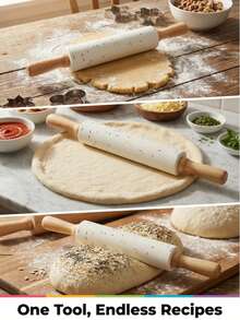 1pc Multi-Functional Color Silicone Rolling Pin: With A Solid Wood Anti-Slip Appearance, No Odorit Is Durable And Labor-Saving,Suitable For Making Cookies, Pizza Crutches, And Daily Baking At Home, ,No Odor Non-Sticky Easy Clean - Multicolor - View 4