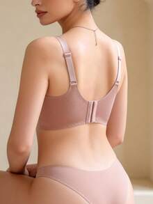 Temptuelle 小胸女士内衣套装，性感蕾丝无钢圈文胸，聚拢式，粉色 - 粉色 - 查看 6
