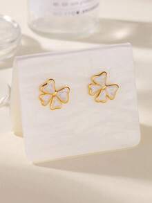 1 Pair Elegant Enamel Bow Earrings, Sweet & Cute Pink/White/Black Bow Earrings For Women - Butterfly - View 6