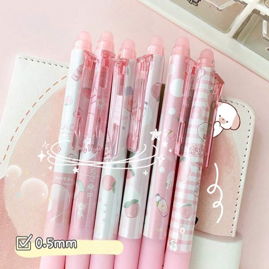 Erasable Gel Ink Pen Set, Cute Pattern Auto-Retractable Pen With Eraser Tip, Smooth Writing Marker Pen Suitable For Note Taking, Diary, School And Office Supplies, Ideal Birthday Holiday Gift For Children And Students - Sets - View 1