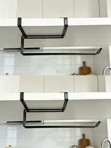 1pc Kitchen Cabinet Paper Towel Holder, Wall-Mounted Tissue Roll Dispenser, Cling Film Storage Rack - View 13