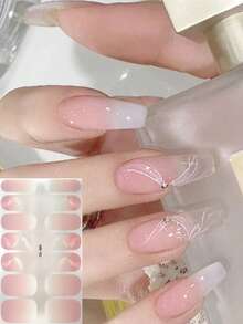 Waterproof Self-Adhesive Nail Stickers Set, Fresh Designs Suitable For Autumn/Winter Nail DIY - Baby Pink - View 6