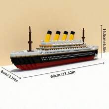 3000pcs Classic Luxury Cruise Ship Large Scale 3D Puzzle Model, Elegant Decorative Display Piece, High-Quality Bricks, Sturdy Structure, Collectible Model, DIY Project, Adult Stress Relief Toy, Birthday/Valentine's Day Gift - Multicolor - View 3