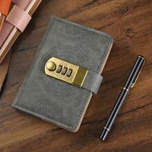 1 Pc Minimalist PU A7 Lockable Diary Secure Password Notebook Back To School Gift For Students - 粉紅色 1 件裝 - 查看 3