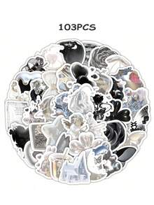 103 miếng dán phong cách Dark Academia, màu đen bạc ánh kim, hình hoa hồng và trái tim Y2K, miếng dán vinyl dễ thương phong cách Punk dùng cho nhật ký, ốp điện thoại, bộ quà tặng Gothic, đồ dùng làm sổ lưu niệm, văn phòng phẩm, miếng dán ngộ nghĩnh cho Kindle. - Đen và trắng - Xem 10