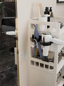 1pc Hair Dryer Holder, Wall-Mounted Bathroom Hair Styling Tool Organizer - Hair Dryer Stand, Wall-Mounted Hair Straightener Holder, Hair Dryer Stand, Metal Hair Tool Storage Rack - Multicolor - View 10