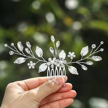 European And American Cross-Border Rhinestone Alloy Hair Comb, Ancient Chinese Style Hanfu/Qipao Hair Accessory, Wedding Bridal Headdress,Elegant,Party - Silver - View 5