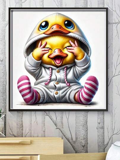 1 bộ, tranh đính đá hình chú vịt vàng hoạt hình dễ thương tự làm, tranh trang trí đính đá DIY cho phòng ngủ và phòng khách, bộ kit thêu kim cương, trang trí nhà cửa cho phòng ngủ, phòng khách, phòng học, tường phòng tắm, quà tặng ngày lễ