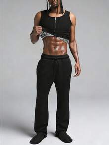 ARUNOW 男士保暖拉链桑拿背心压缩排汗塑身衣运动健身塑形上衣 银黑色（S-XXXL）春季 - 銀色 - 查看 3