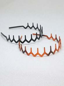 2pcs/Set Women Minimalist Fashion Wavy Teeth Fixed Non-Slip Headbands, Elegant For Makeup, Face Washing, Daily Wear Hair Clips - Multicolor - View 7