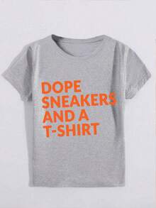 Dope Sneakers Graphic Print T Shirt 220g Casual Style 1pcs Women's 100% Cotton Tee Short Sleeve  Summer Outfit - 灰色 - 查看 2