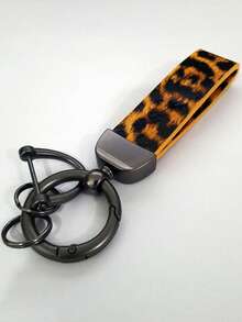 Leopard Print Car Key Chain, Best Choice As Gift For Family And Friends, Fashion Car Key Chain With Key Holder And Mini Screwdriver - Multicolor - View 1