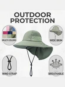 1顶儿童宽檐遮阳帽，男女童夏季防晒帽，2-12岁防水速干便携沙滩帽 - 彩色 - 查看 6
