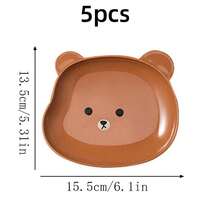 1pc Creative Cartoon Cute Brown Bear Plate, Bone Dish, Home Use Anti-Slip Dinner Plate, Fruit Snack Tray For Kitchen, Dining Room, Afternoon Tea, Dessert, Party, School Events - Brown - View 8