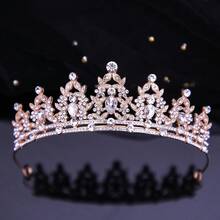 1 Stück moderner Kristall Braut Krone, geeignet für Geburtstag, Jahrestag, Schönheitswettbewerb und verschiedene Festesgelegenheiten von Frauen zum Tragen und Dekorieren - halbe Krone - Übersicht 6