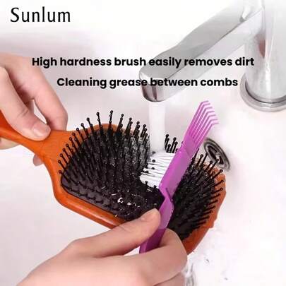 2-In-1 Hair Brush Cleaner - Purple Double-Sided Brush Cleaning Tool, Comb Cleaning Claw Air Cushion Comb, With Brush Remover, Dual-Use Comb Cleaning Rake, Soft Plastic Handle Comb Cleaning Tool, Reusable Bedroom And Bathroom Hair Dirt Remover, Cleaning Brush For Washing Curly Hair Brushes, Air Cushion Comb Cleaner, Suitable For Hair Brushes, Combs, Makeup Brushes