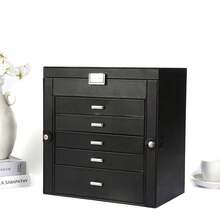 PU Leather Jewelry Box With Mirror, Large Capacity Jewelry Storage Box For Necklaces, Rings, Earrings, Bracelets, Lockable Gift Box With Mirror, Multifunctional Jewelry Organizer Box With Drawers - Portable Jewelry Box - View 14