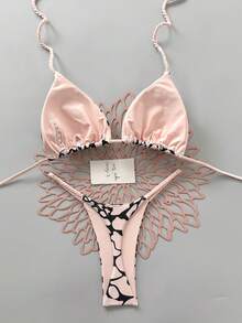 Bộ bikini 2 mảnh kiểu dáng thanh lịch, gợi cảm, phong cách bohemian, họa tiết hoa, thắt nút, dệt kim, thích hợp cho kỳ nghỉ biển mùa xuân/hè. - Nhiều màu - Xem 5