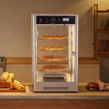 Commercial Food Warmer Display, 4-Tier Pizza Warmer With Rotary Steam Heating For 14 In Pizza, 86℉~185℉ Temperature Control And Temp Display, 25W Oven Light + Top LED For Pizza Shop, Restaurant - Pizza Display Case, 4-tier, Rotatable - View 9