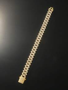 1套男士全钻菱形拼接链项链和手链 - Style A - 查看 11