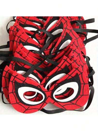 Marvel 5pcs/Set   Party Costume Mask, Featuring Red And Black Mesh Design, Role-Playing, Stage Performance, And Themed Party Decorations, Classic Mask Design