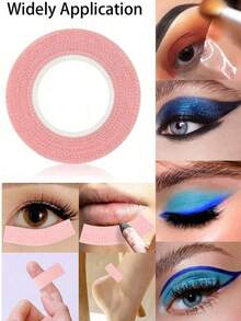 1/5 Roll Eye Makeup Tools, Including Eyeshadow Stickers, Breathable Eyeliner Pen And False Lash Extension Tape, Invisible Face Makeup Tape, Instant Face Lift Makeup Practice Tape, Plastic Face Lifting Tape, Eyeshadow Tape, Eyeliner Pen Tape (1.25cm*4.5m), Makeup Tools, Lash Tools. - Pink - View 2