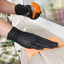 20/50/100只装黑色一次性丁腈手套，无粉，触屏兼容，防水防油，防滑，适用于厨房清洁、洗碗、美发沙龙、汽车维修、医疗清洁、食品加工、家庭清洁用品 - 升級款 - 查看 4