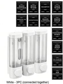 1pc Wall-Mounted Bathroom Soap Dispenser, Can Hold Shower Gel, Shampoo And Conditioner - Suitable For Handwashing, Showering And Hair Care - Pump Bottle With Soap Dispenser Tray, Hotel-Style No-Drill Wall Mount Triple Soap Dispenser. Suitable For Bathroom, Kitchen, Supermarket, Hotel And Restaurant. - 彩色 - 查看 6