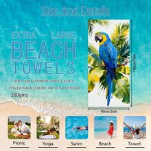 1pc Parrot Beach Towel, Super Soft Microfiber Extra Large Beach Blanket, Super Absorbent Bath Towel, Suitable For Travel, Swimming Pool, Diving, Surfing, Yoga, Camping, Available In Multiple Sizes, Beach Accessories For Beach, Pool, Travel, Camping, Yoga - Birds - View 30