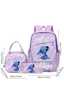 Ba lô học sinh hình hoạt hình Stitch, nhẹ, quà tặng gia đình/ngày lễ/Halloween/Giáng sinh, ba lô đa năng dễ thương, nhẹ nhàng, cặp sách học sinh, bộ 3 ba lô, ba lô in hình du lịch ngoài trời - Nhiều màu - Xem 7